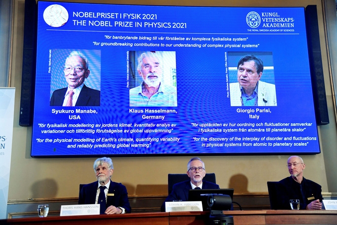 Giải Nobel Vật lý năm 2021 được công bố tại thủ đô Stockholm - Thụy Điển hôm 5-10 Ảnh: Reuters