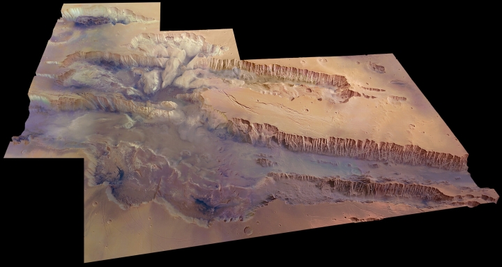 Vị trí hẻm núi Valles Marineris, nơi tàu vũ trụ ExoMars Trace Gas Orbiter khám phá ra nguồn nước ngầm khủng lồ trên sao Hỏa. (Ảnh: ExoMars orbiter)