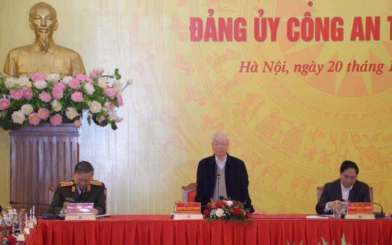 Tổng Bí thư Nguyễn Phú Trọng phát biểu ý kiến chỉ đạo tại Hội nghị Đảng ủy Công an Trung ương, ngày 20/12.