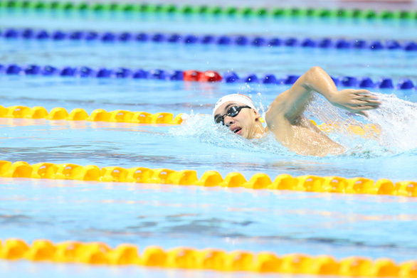 Kình ngư Huy Hoàng vừa phá hai kỷ lục quốc gia tại Giải bơi vô địch thế giới bể 25m năm 2021 tại UAE - Ảnh: TTO