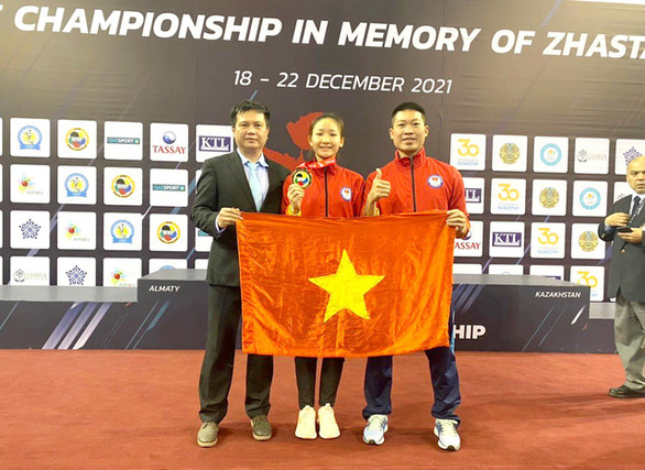Hoàng Thị Mỹ Tâm đã mang về 3 huy chương vàng cho karatedo Việt Nam tại giải vô địch châu Á 2021 - Ảnh: Đội tuyển karatedo Việt Nam