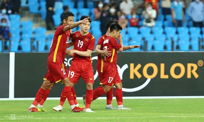 Ăn mừng chiến thắng 1 - 0 trước U 23 Thái Lan