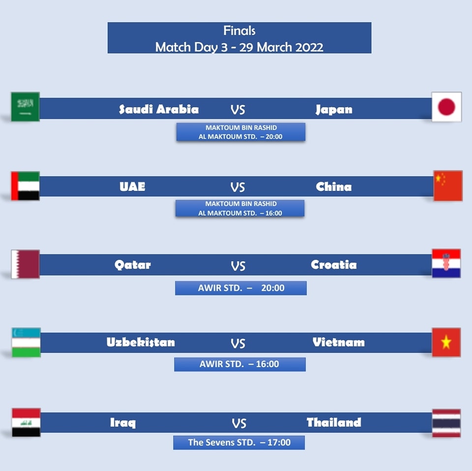  Lịch thi đấu vòng 3 giải U23 Dubai Cup 2022. (Ảnh: VFF)