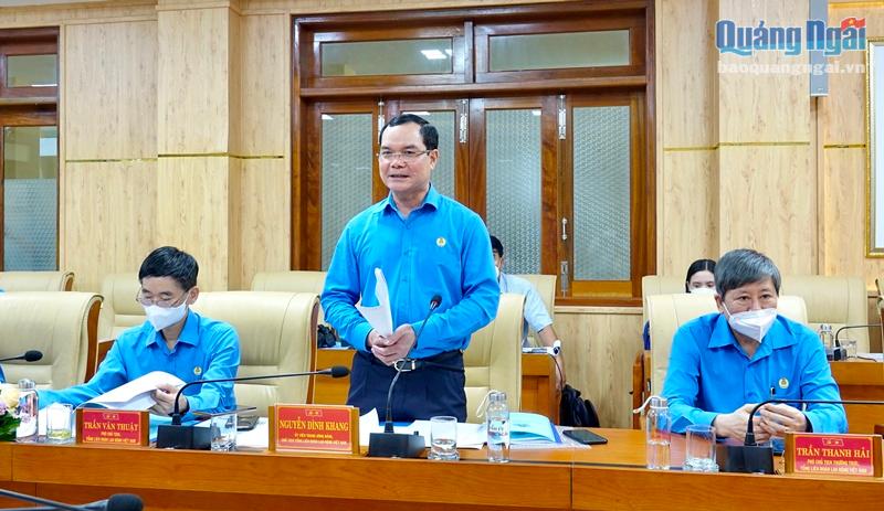 Ủy viên Trung ương Đảng, Chủ tịch Tổng LĐLĐ Việt Nam Nguyễn Đình Khang phát biểu tại buổi làm việc