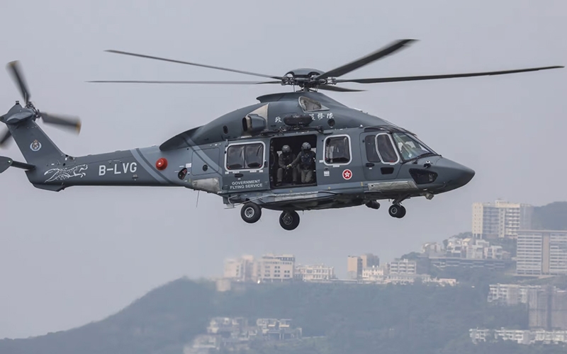 Một chiếc trực thăng cứu hộ của chính quyền Hồng Kông (Trung Quốc). (Nguồn: scmp.com)