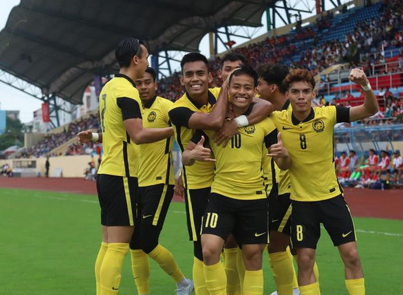 U23 Malaysia ăn mừng bàn thắng trước U23 Singapore - Ảnh: FAM