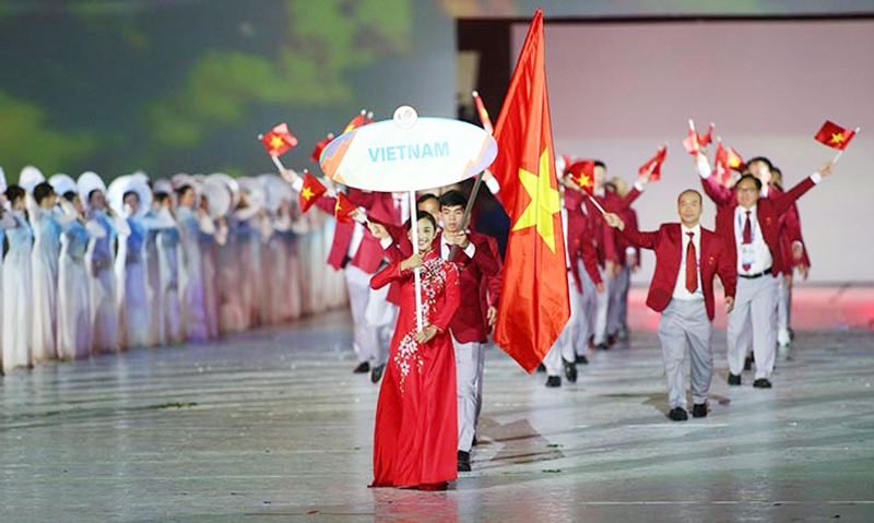 Đoàn thể thao Việt Nam trong buổi lễ khai mạc SEA Games 31.                                Ảnh: internet