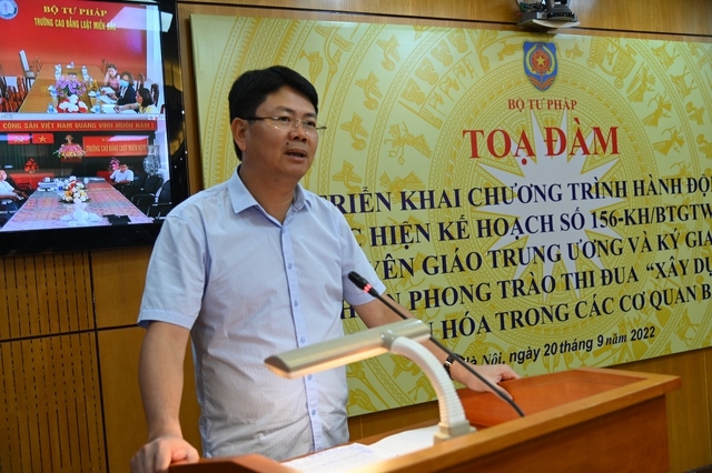 Thứ trưởng Bộ Tư pháp Nguyễn Thanh Tịnh: Trang thông tin điện tử, mạng xã hội, trang thông tin vận hành trên nền tảng mạng xã hội cần nâng cao nhận thức, ý thức của người làm công tác báo chí truyền thông - Ảnh: VGP/LS