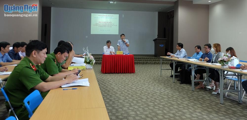 Quang cảnh hội nghị sơ kết 9 tháng đầu năm về công tác hỗ trợ nhà đầu tư tại Khu công nghiệp VSIP Quảng Ngãi.
