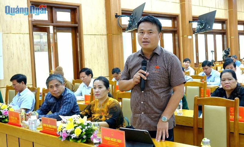 Phó Bí thư Thường trực Tỉnh ủy, Trưởng đoàn ĐBQH tỉnh Đặng Ngọc Huy phát biểu thảo luận tại kỳ họp.