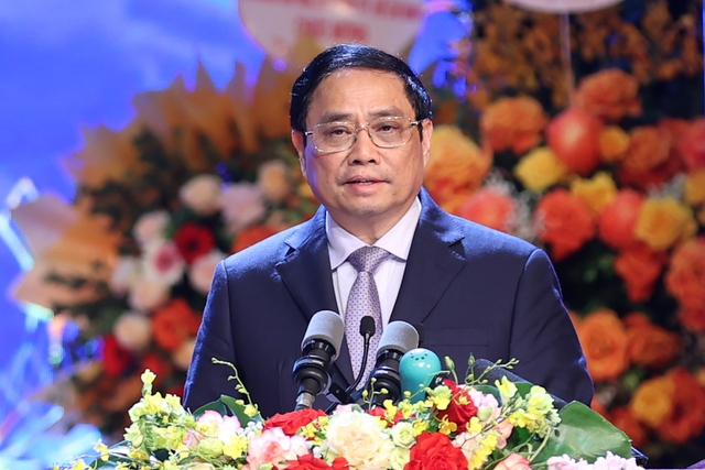 Thủ tướng Phạm Minh Chính phát biểu tại lễ kỷ niệm 40 năm Ngày Nhà giáo Việt Nam (20/11/1982-20/11/2022) - Ảnh: VGP/Nhật Bắc