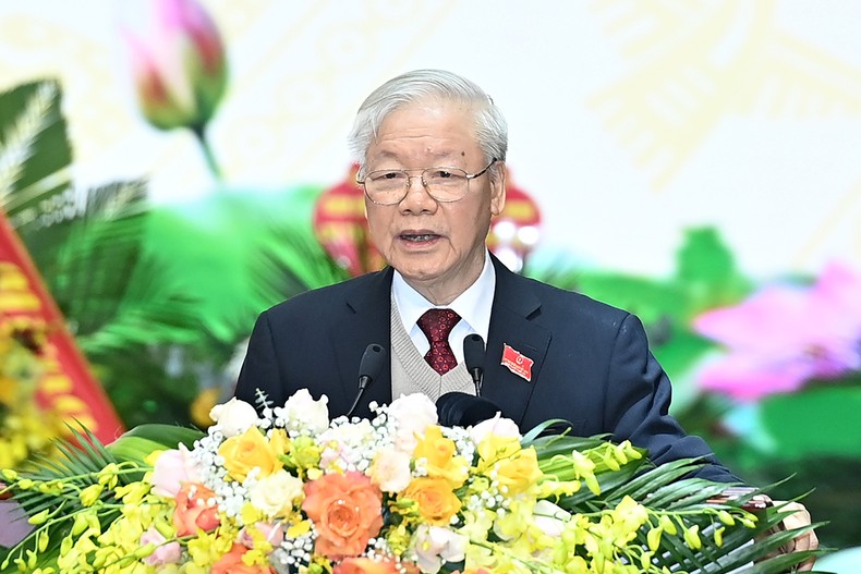 Tổng Bí thư Nguyễn Phú Trọng phát biểu chỉ đạo đại hội. (Ảnh: ĐĂNG KHOA)
