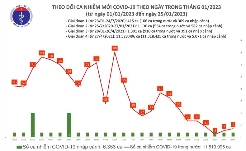 Biểu đồ số ca mắc Covid-19 tại Việt Nam thời gian qua.