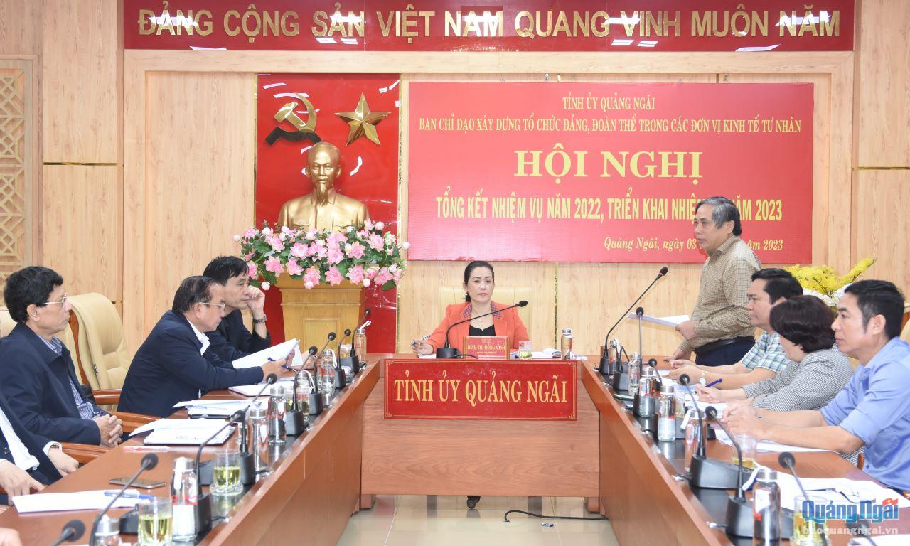 Trưởng ban Tổ chức Tỉnh ủy Lữ Ngọc Bình phát biểu thảo luận tại hội nghị.