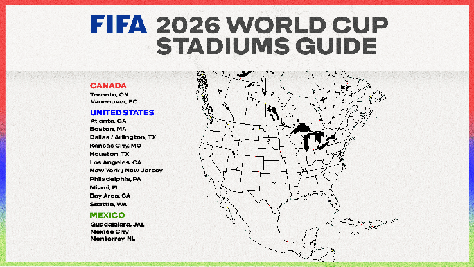 16 sân bóng sẽ tổ chức hơn 100 trận đấu của World Cup 2026.