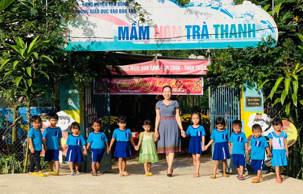 Trường Mầm non Trà Thanh, ngôi trường mà cô Hiền đã vận động kinh phí để xây dựng.