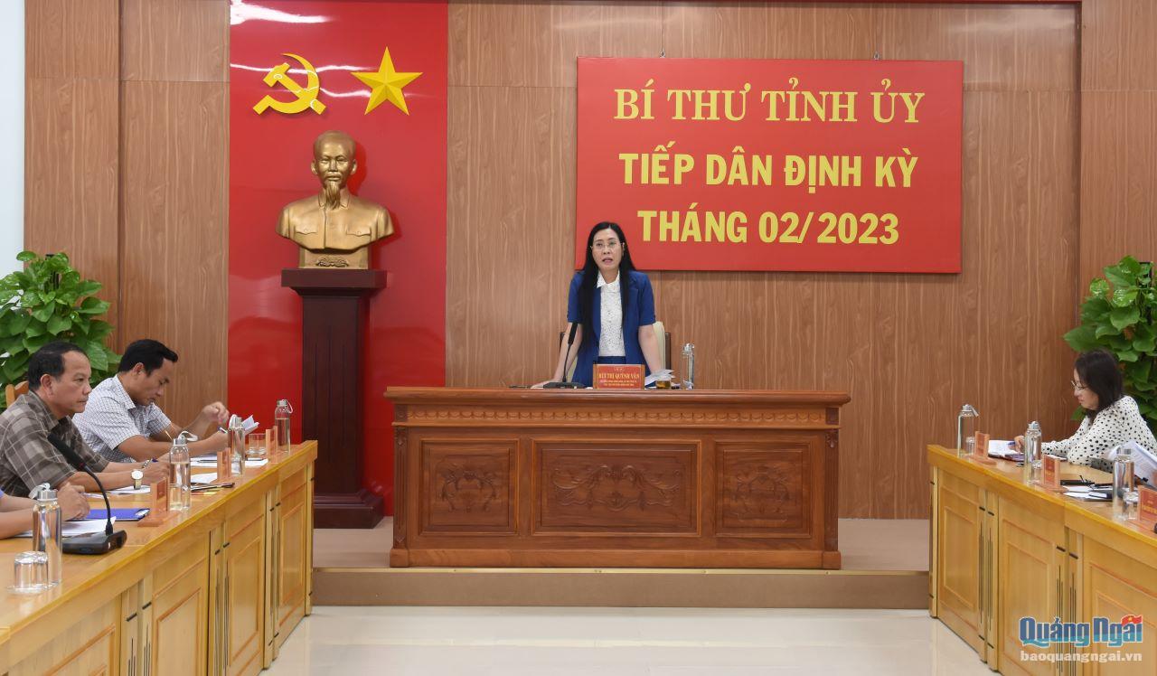 Bí thư Tỉnh ủy Bùi Thị Quỳnh Vân tiếp công dân định kỳ tháng 2