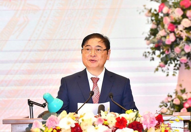 GS, TSKH Phan Xuân Dũng, Chủ tịch Liên hiệp các hội Khoa học và Kỹ thuật Việt Nam phát biểu tại Lễ kỷ niệm. (Ảnh: ĐĂNG KHOA)